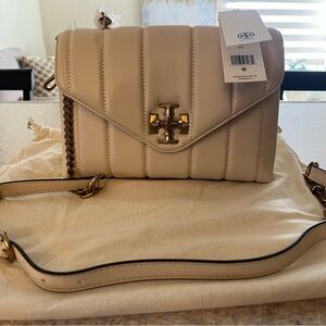 Tory Burch Beige Quilted Crossbody Bag